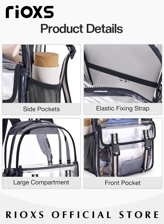 RIOXS Clear Backpack Heavy Duty PVC Transparent Backpack Large See Through Backpack Clear Bookbag for Student School Work Travel - Image 4